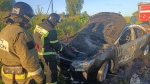 В Хотынецком районе на трассе загорелся легковой автомобиль